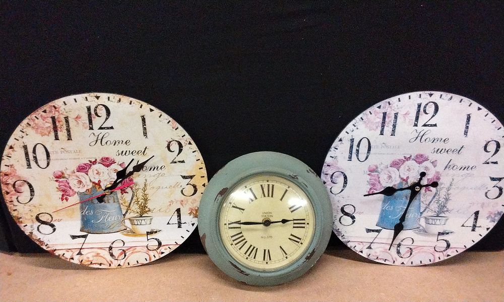 Lot 208: Three Decorative Wall Clocks, Modern Vintage Style