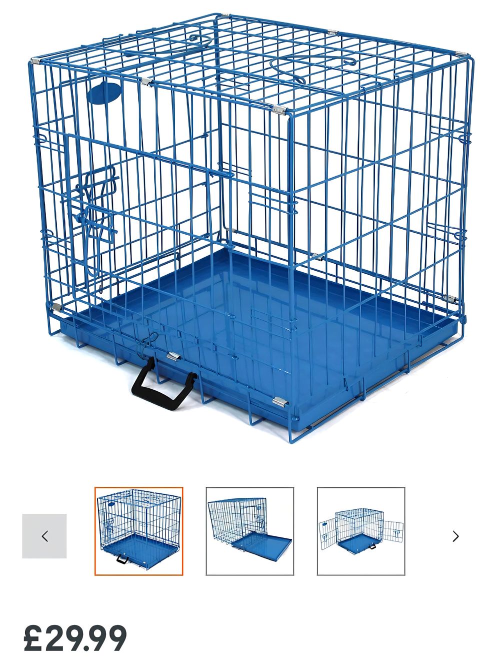 Lot 312: pgo 30" Medium Blue Foldable Wire Pet Crate