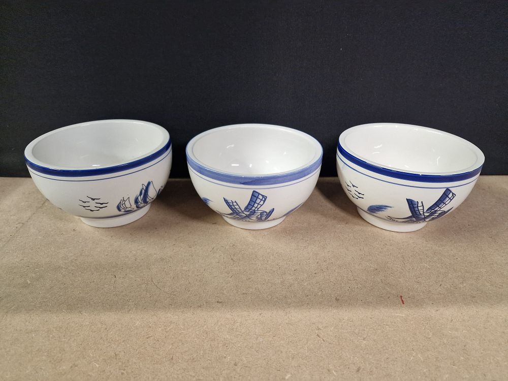 Lot 339: Three Delft Style Blue and White Ceramic Bowls