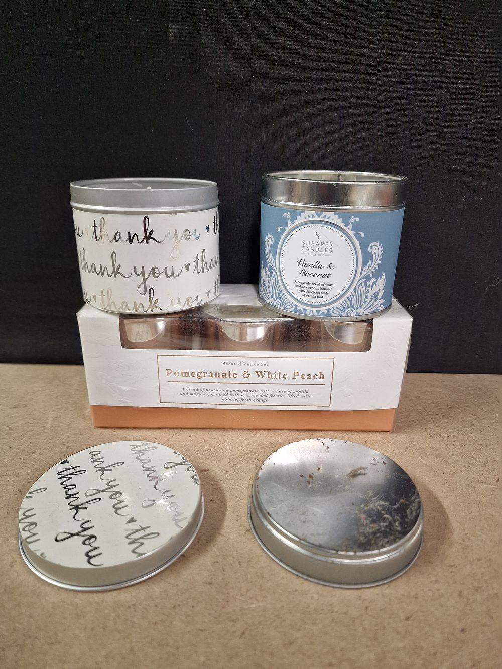 Lot 349: Three Scented Candles and Votive Set