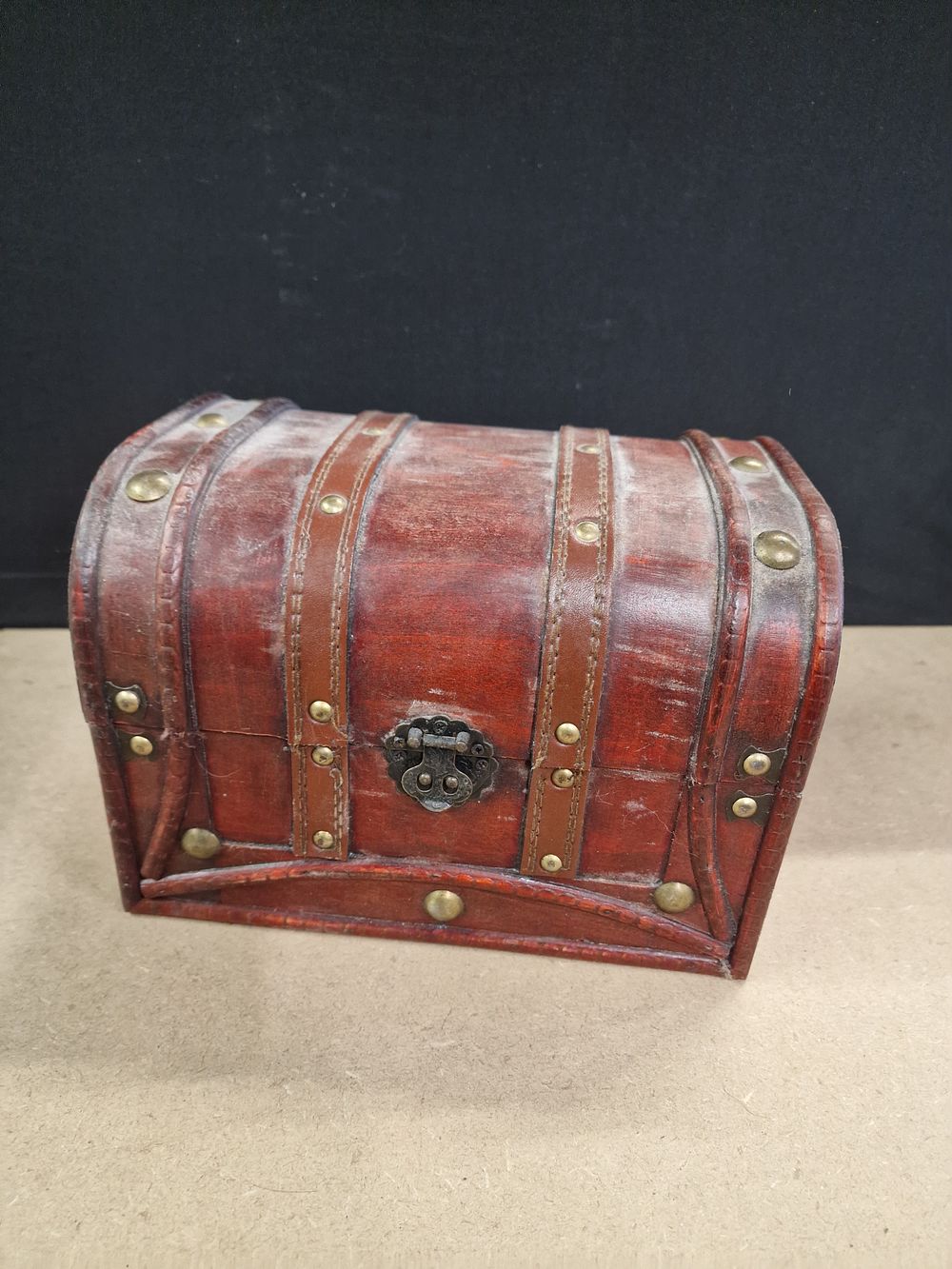 Lot 350: Wooden Treasure Chest with Brass Studs and Latch