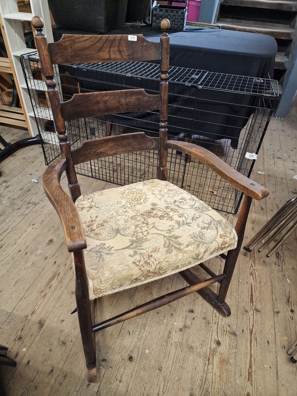 Lot 353: Vintage Ladder Back Rocking Chair