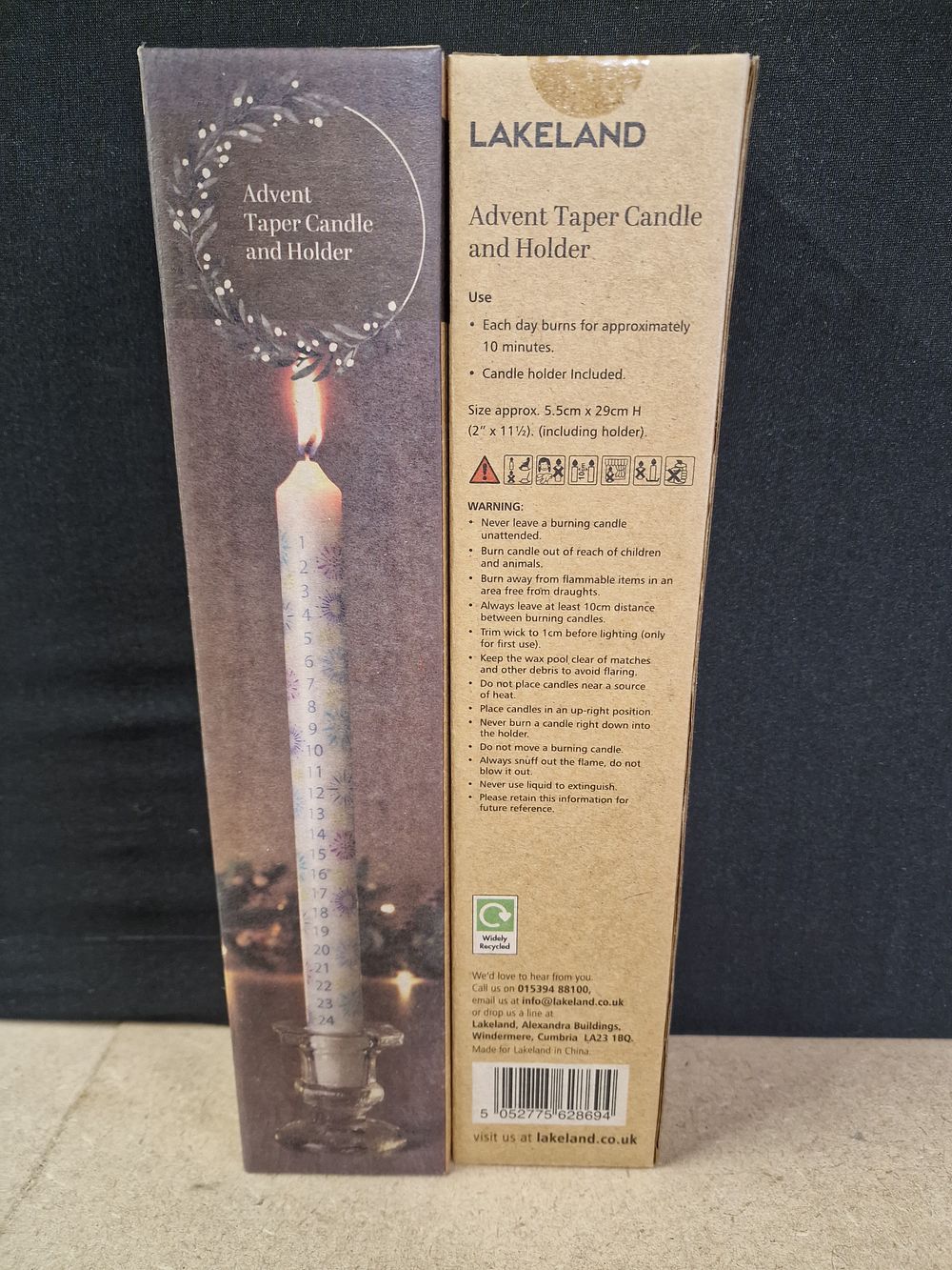 Lot 354: A Pair of Lakeland Advent Taper Candles and Holders