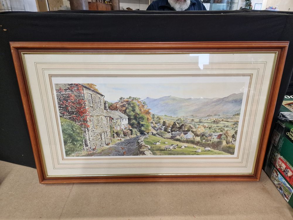 Lot 361: A Framed Watercolor Painting of a Rural Landscape