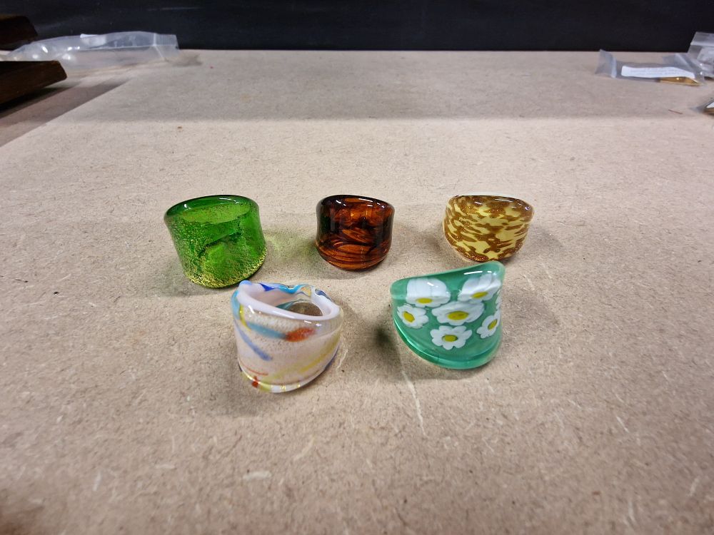 Lot 367: Five Murano Glass Rings
