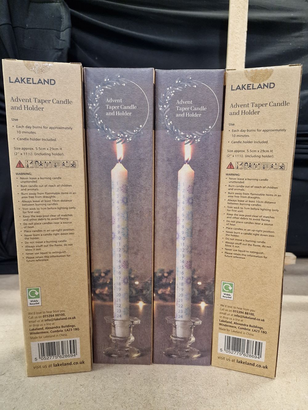 Lot 376: Four Lakeland Advent Taper Candle and Holder Sets