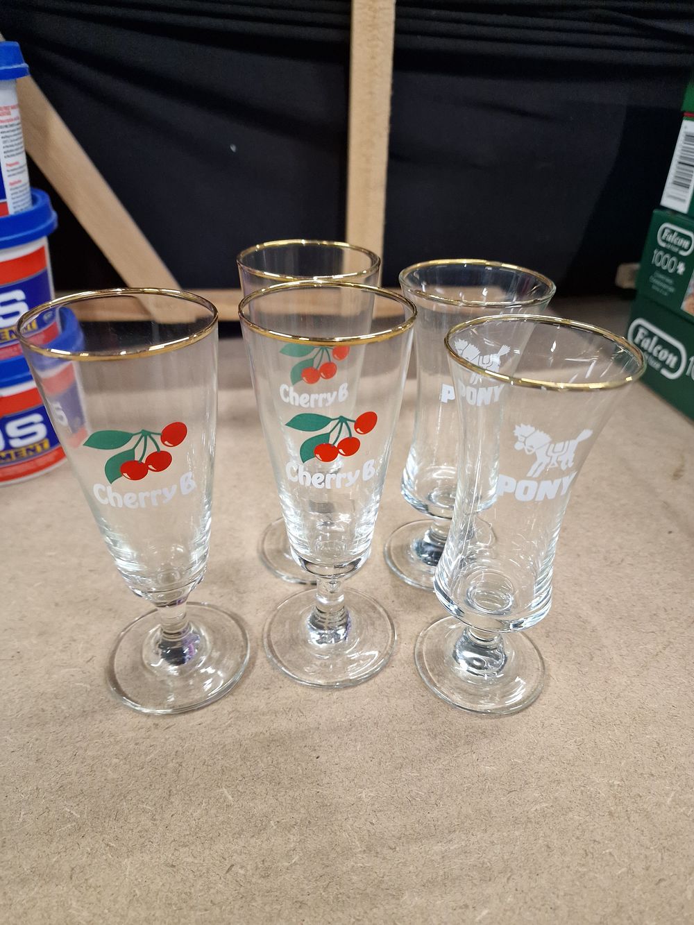 Lot 378: Five Cherry B and Pony Liqueur Glasses