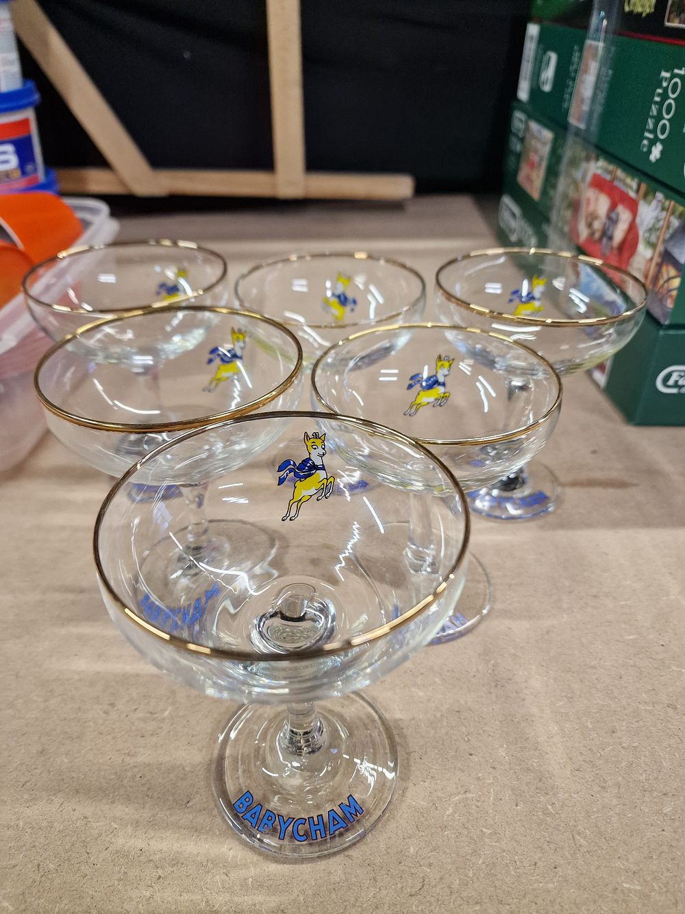 Lot 380: A Set of Six Vintage Babycham Coupe Glasses