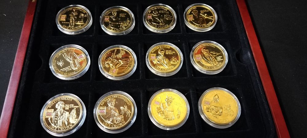 Lot 172: Great British Heroes Collection - London Mint, Gold Plated 18 Coin Collection