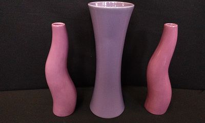 Three Purple Ceramic Vases