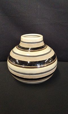 Bulb Shaped Part Glazed Black/ Brown /Grey Stripes