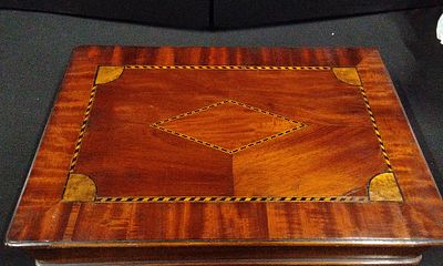 Wallnut Inlaid Marquitry Canteen Containing. a Quantity of Mixed Cutlery