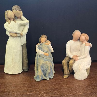 Trio of Willow Tree Resin Figurines by Susan Lordi. A collection of three Willow Tree resin 