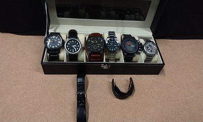 Collection of Six Men's Quartz Wristwatches in Presentation Box (Kangol Sekonda Pulsar Curren 