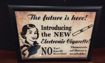 Framed Modern Reproduction Print Electronic Cigarette Advertisement Style. Measures Approx 