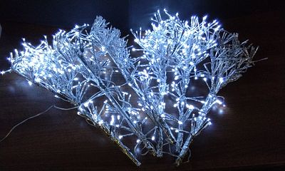 A Collection of Six Contemporary Silvered LED Decorative Lighting Branches. Some Leds Dont 