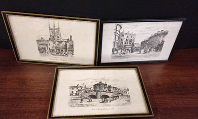 A Trio of Framed Topographical Prints of Historical Blackburn Scenes. A collection of three 