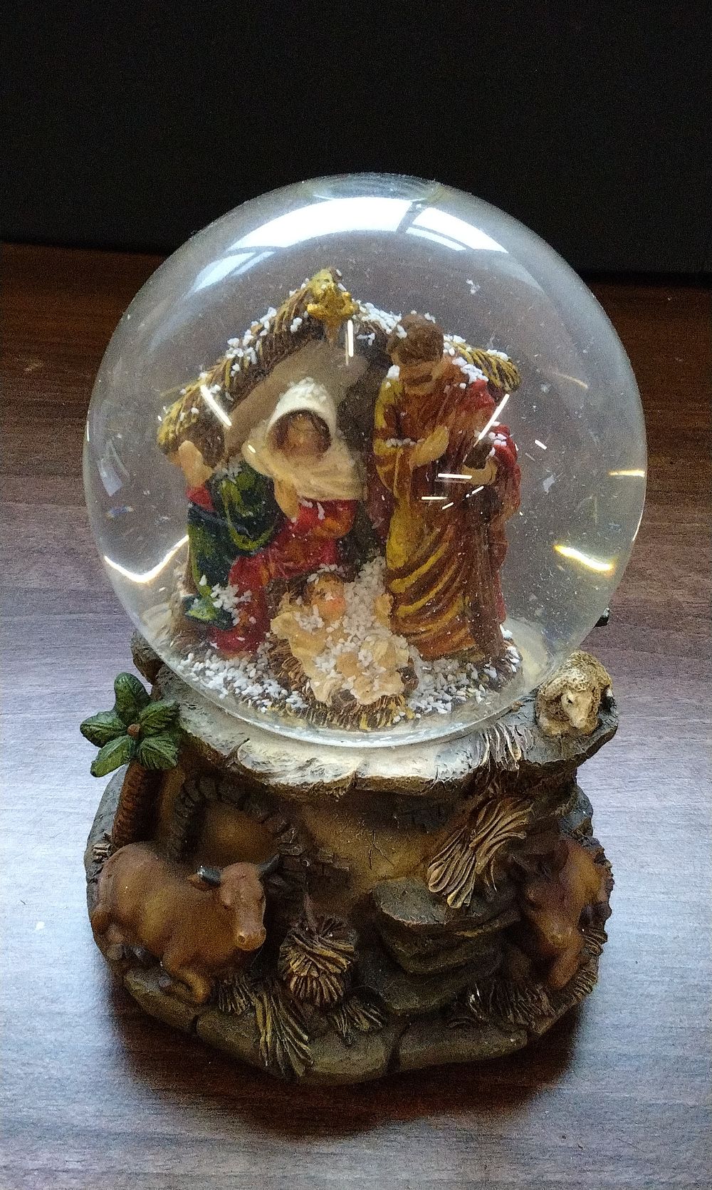 Lot 498: Multi-Colored Musical Nativity Scene Snow Globe