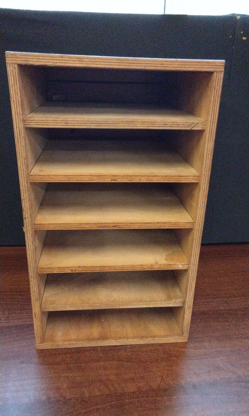 Lot 505: Light Brown Wooden Six-Shelf Storage Unit
