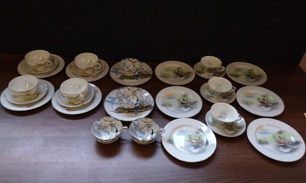 Lot 550: Collection of 30 Japanese Porcelain Teaware Pieces, Three Styles. COLLECTION ONLY