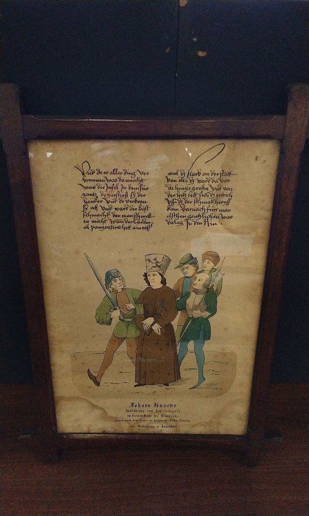 Lot 564: Framed Print Johann Husens Ausführung zum Scheiterhaufen Constanz. In a Dark Wood Overlap Frame