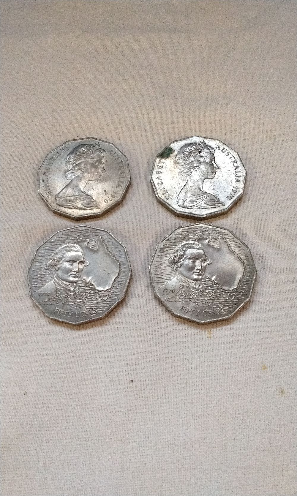 Lot 576: A Collection of Six 1970 Australian Captain Cook 50 Cent Coins