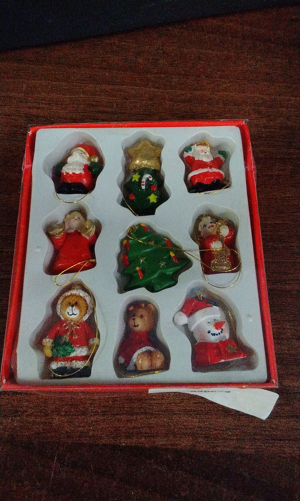 Lot 579: A Collection of Nine Vintage Miniature Christmas Ornaments in Box
