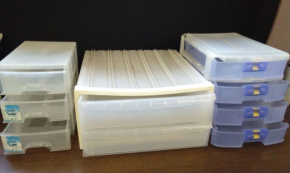 Lot 596: Collection of Three Plastic Translucent Storage Drawer Units