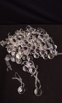A Collection of 61 Clear Crystal Hanging Ball Suncatchers. A collection of 61 faceted clear 