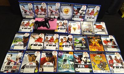Collection of 30 Sony PlayStation 2 Pink Console and Games. Untested no Power Supply. A 