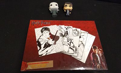A Trio of Harry Potter Vinyl Figures and Colouring Posters Set. A collection of three items 