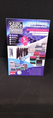 The Original Space Systems 12 Piece Vacuum-Seal Storage Bag Set. A single, factory-sealed box 