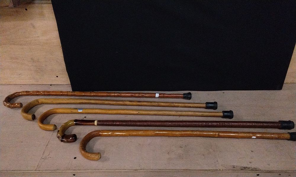 Lot 178: Four wooden Walking Sticks