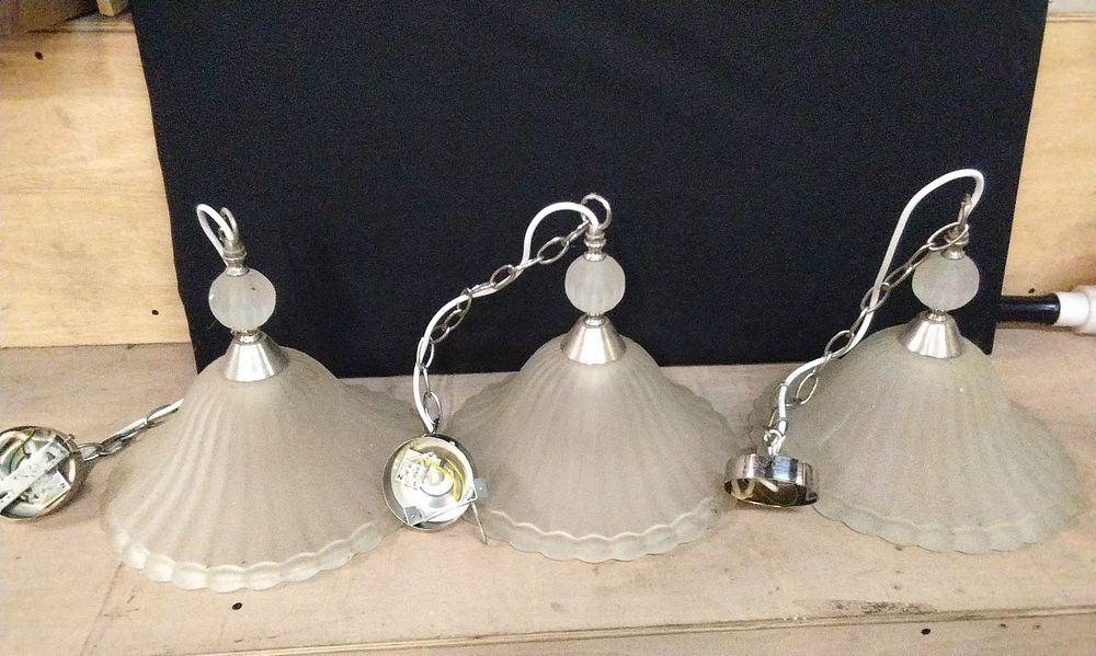 Lot 242: 3x Frosted Glass Ceiling Pendant Light Fittings. COLLECTION ONLY