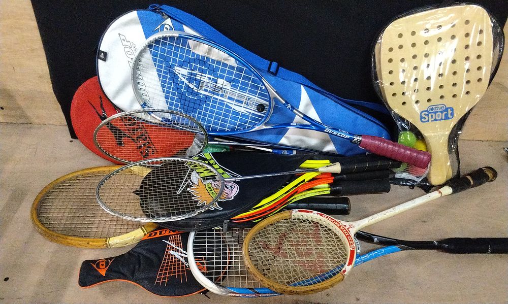 Lot 282: A Collection of Assorted Tennis, Badminton and Other Rackets