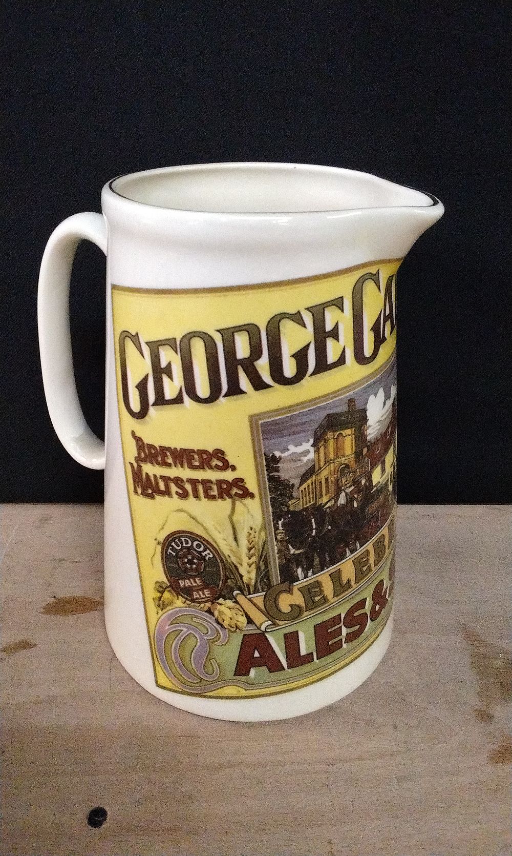 Lot 343: Vintage 1970 Derbyshire Pottery George Gales & Co Ltd. Advertising Ceramic Pitcher Jug