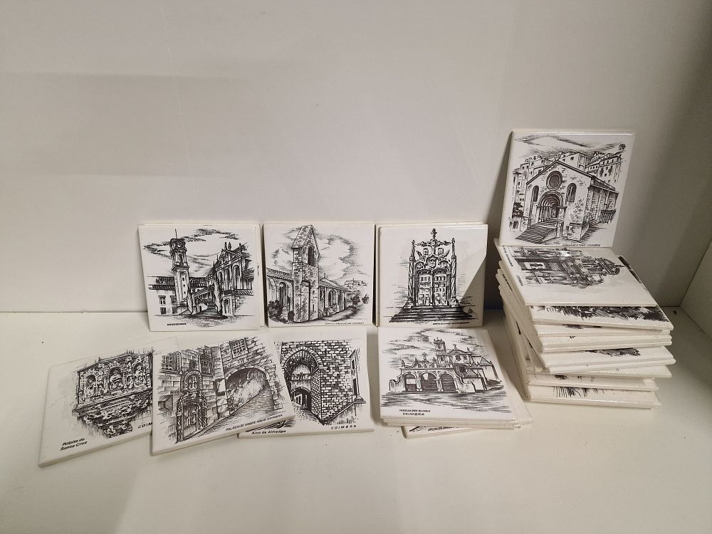 Lot 252: 30+ Ceramic Tiles Depicting Buildings in Coimbra