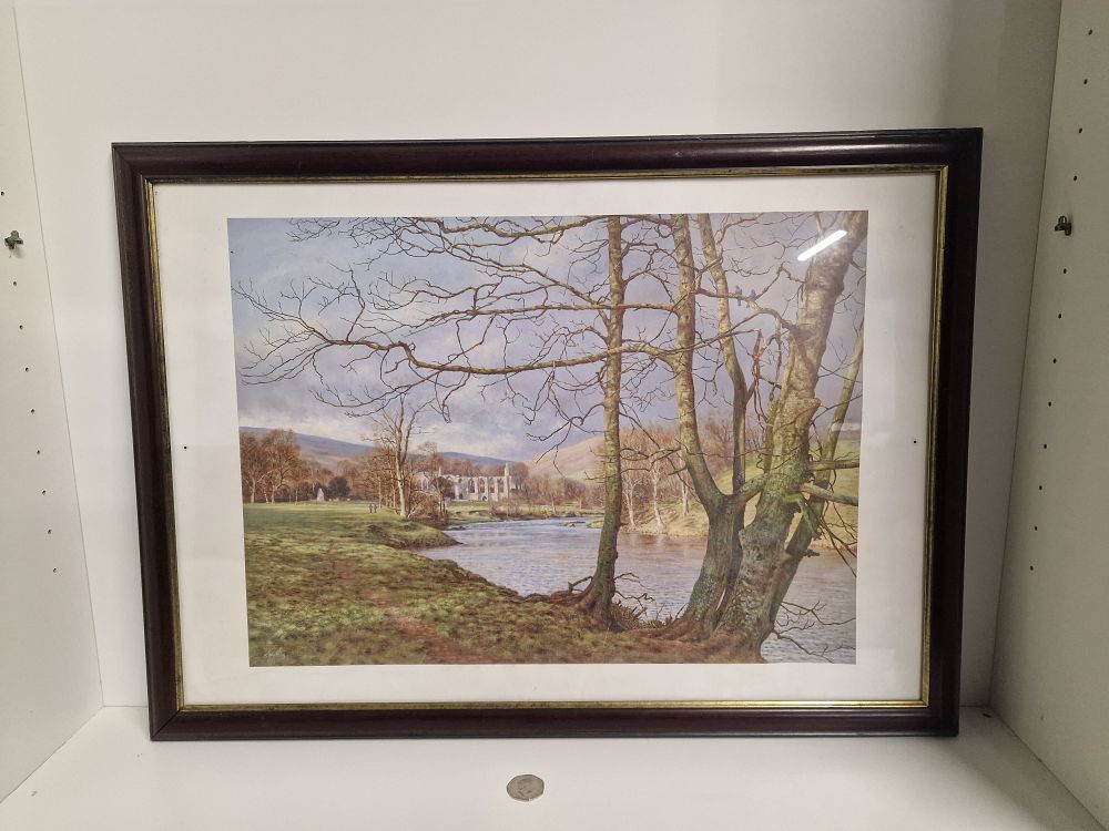 Lot 264: Keith Melling Framed Print 'The River Wharfe At Bolton Abbey'.