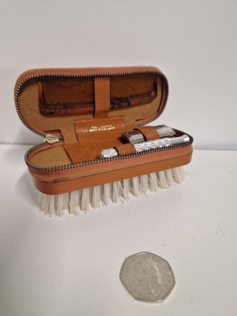 Lot 276: Leather Travel Grooming Kit
