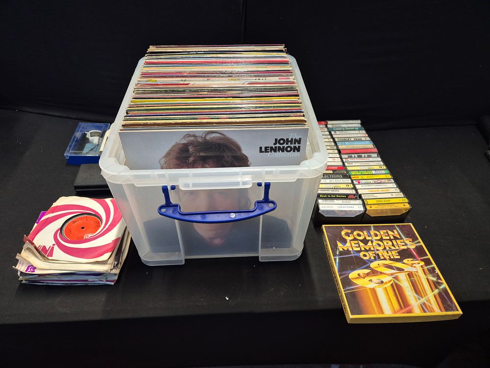 Lot 203: A Collection of over 100 Vinyl Records, mostly Albums, Cassettes and Audio Accessories