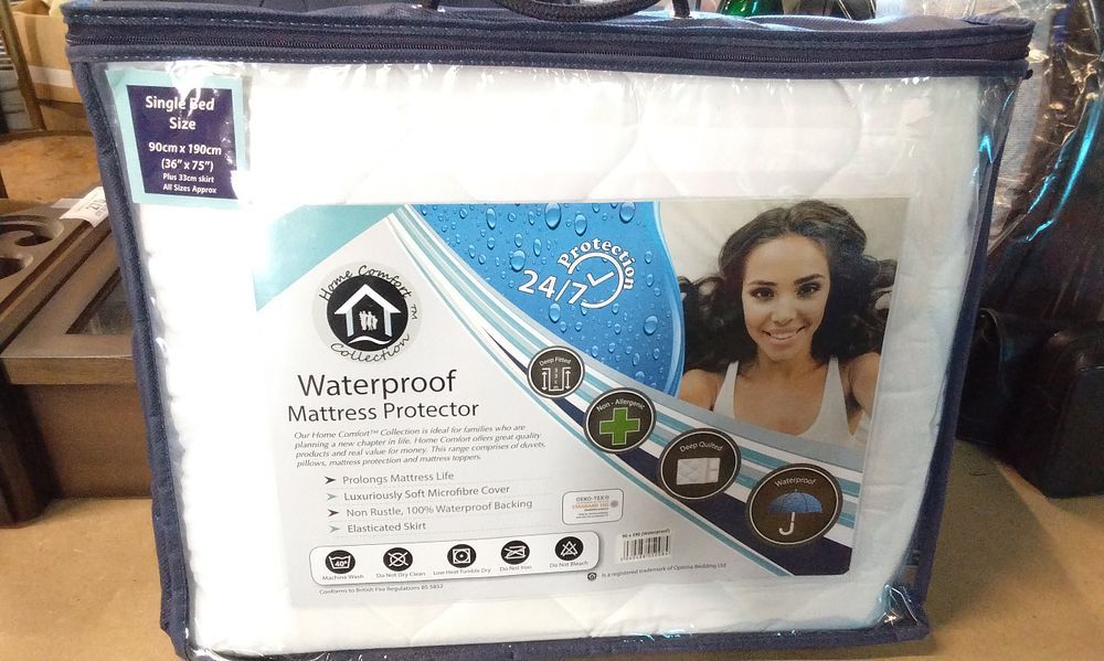Lot 369: Brand New in Packaging. Home Comfort Collection. Single Bed. Waterproof Mattress Protector.