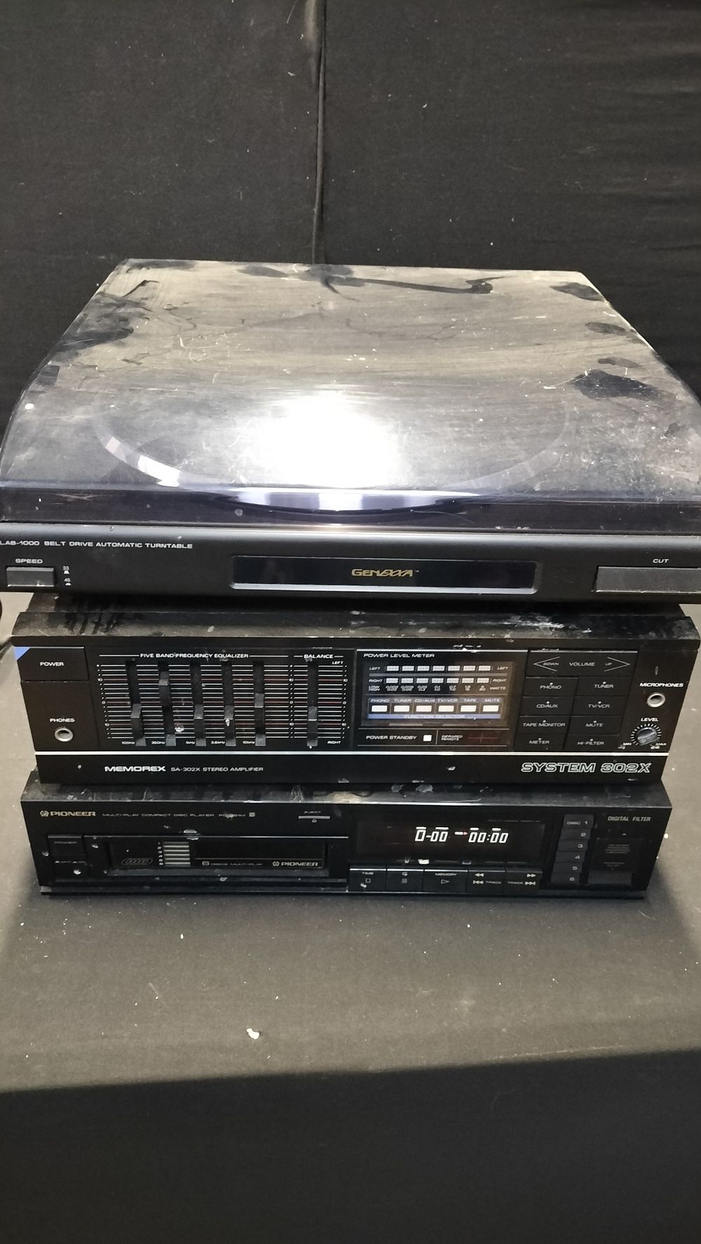 Lot 211: A 3 Stereo components consisting of Genexxa, Memorex and Pioneer Stereo Components