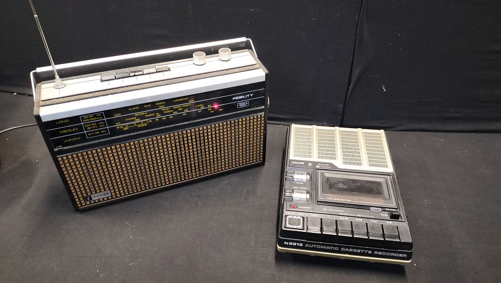 Lot 212: Two Vintage Portable Electronics Including Fidelity Radio and Philips Recorder, both Tested for Power