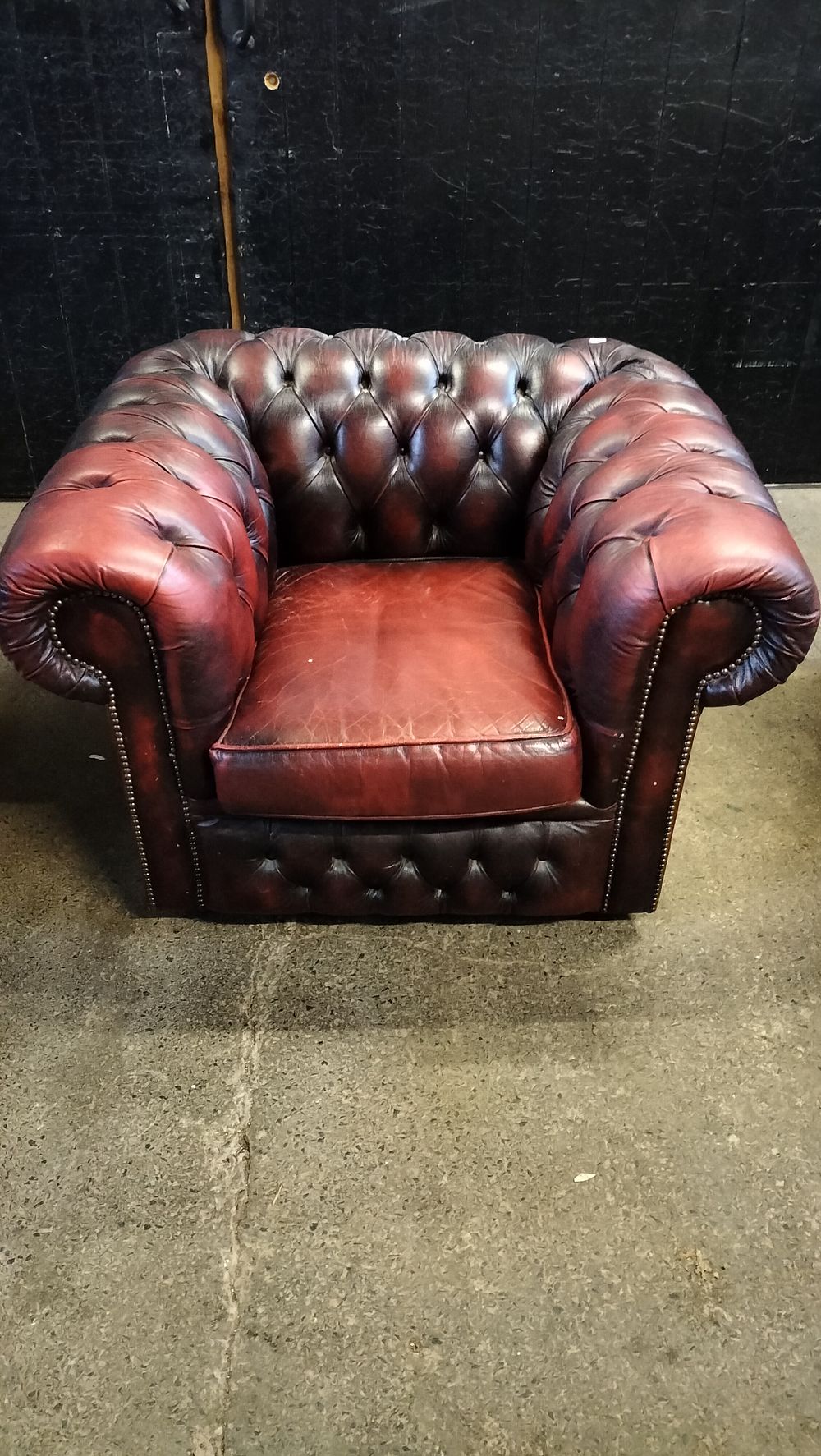 Lot 227: Oxblood Red Leather Chesterfield Armchair