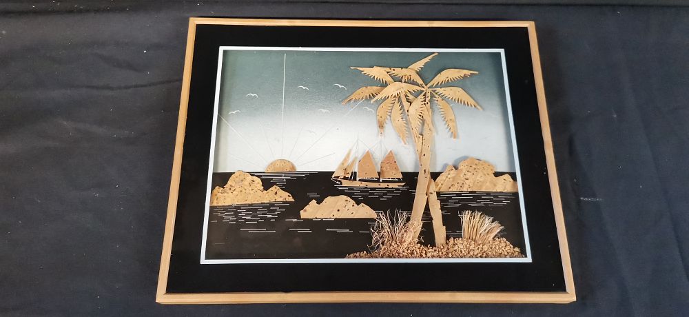 Lot 193: Japanese Cork Collage Art Painting