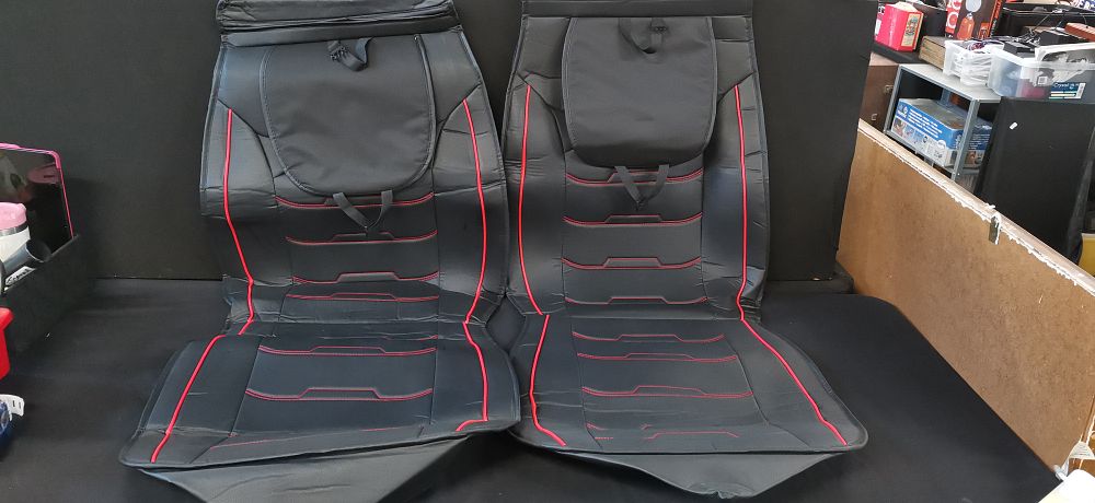 Lot 195: 2x Black with Red Trim 2013 Ford Fiesta Un-Used Seat Covers