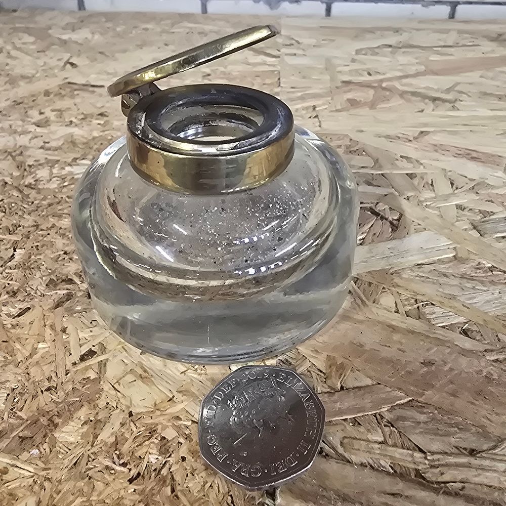 Lot 167: Vintage glass and brass ink well