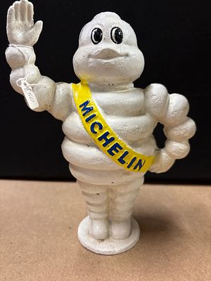 Michelin Bibendum Figural Money Bank, Cast Iron, Contemporary Reproduction. This lot consists of 