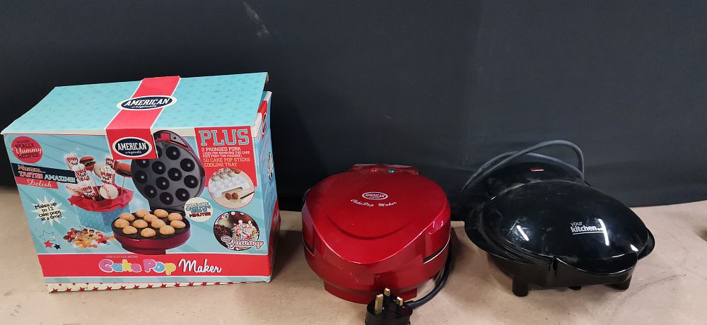 Lot 181: Two Kitchen Appliances including American Originals Cake Pop Maker and Omlet Maker. Tested for Power