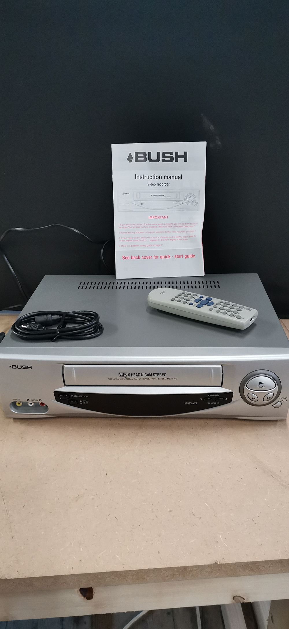Lot 192: A Bush VHS 6 Head Nicam Stereo Video Recorder and Accessories